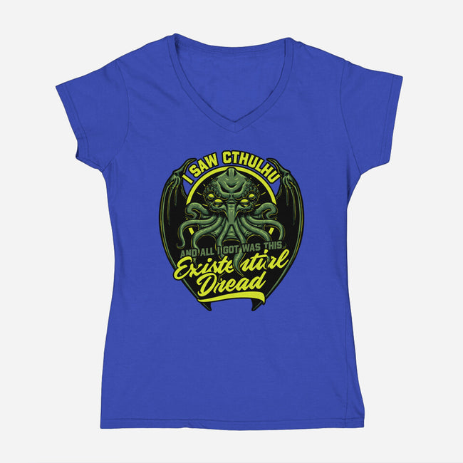 Horror Cthulhu Existential Dread-Womens-V-Neck-Tee-Studio Mootant
