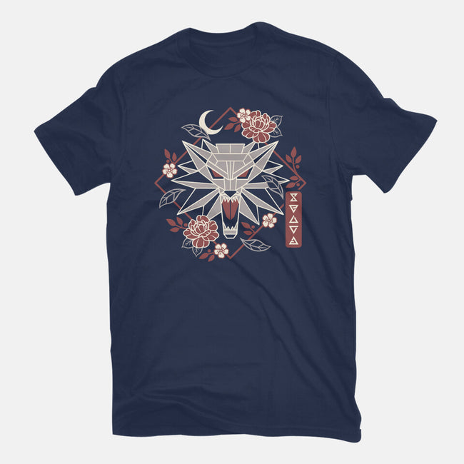 Geometric Wolf Medallion-Womens-Fitted-Tee-NemiMakeit