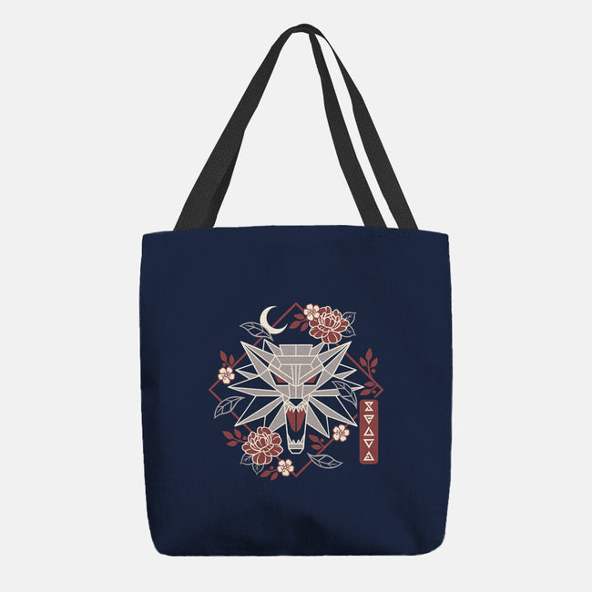 Geometric Wolf Medallion-None-Basic Tote-Bag-NemiMakeit