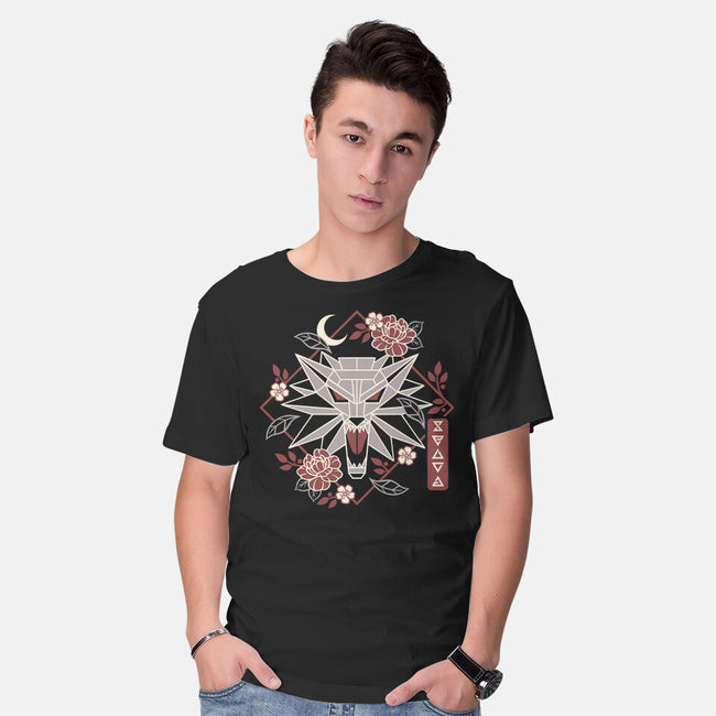 Geometric Wolf Medallion-Mens-Basic-Tee-NemiMakeit