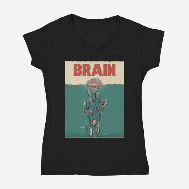 Brain Movie Poster-Womens-V-Neck-Tee-GODZILLARGE