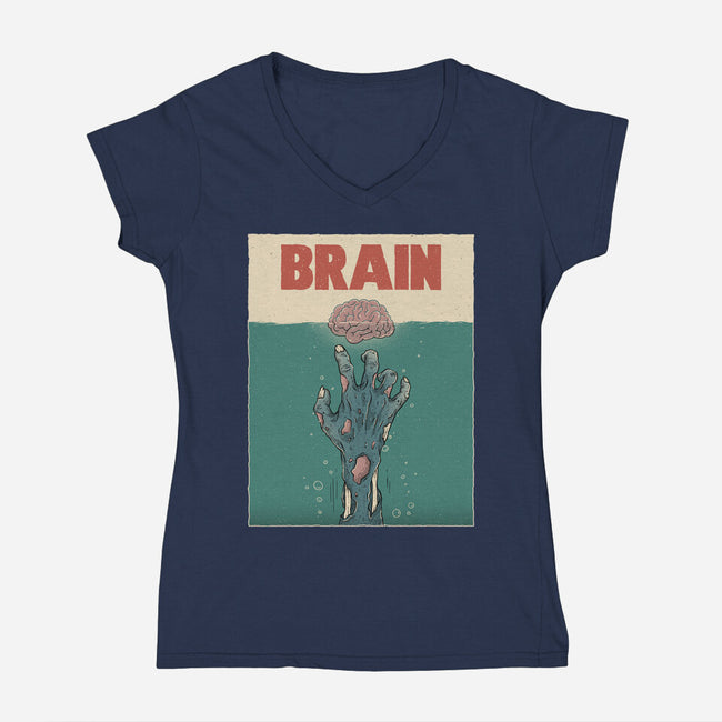 Brain Movie Poster-Womens-V-Neck-Tee-GODZILLARGE