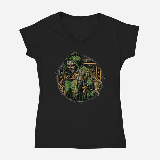 The Force Of Doom-Womens-V-Neck-Tee-glitchygorilla
