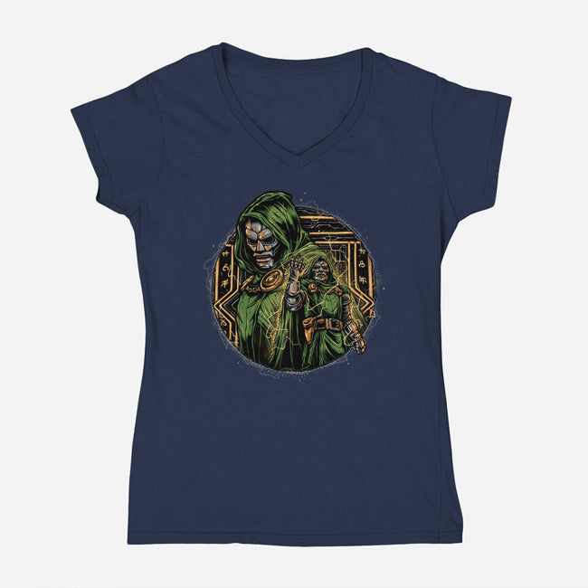 The Force Of Doom-Womens-V-Neck-Tee-glitchygorilla