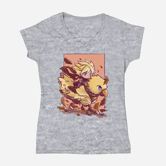 Cloud Rider-Womens-V-Neck-Tee-fanfabio