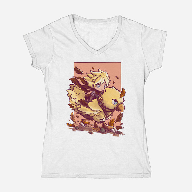 Cloud Rider-Womens-V-Neck-Tee-fanfabio