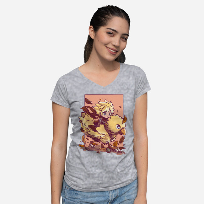 Cloud Rider-Womens-V-Neck-Tee-fanfabio