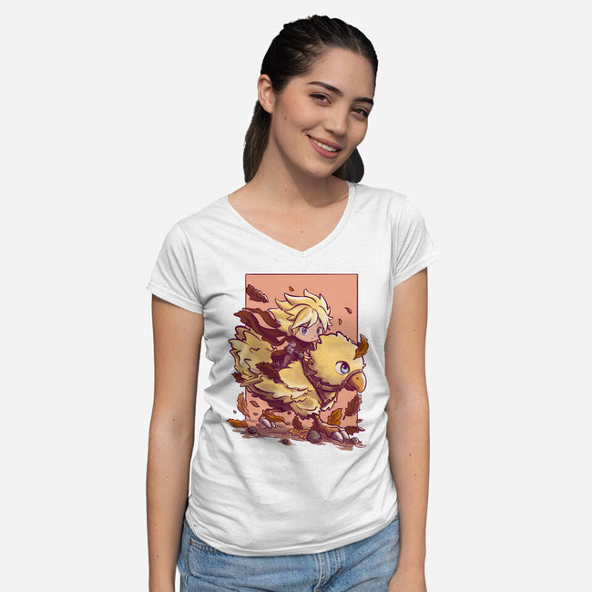 Cloud Rider-Womens-V-Neck-Tee-fanfabio