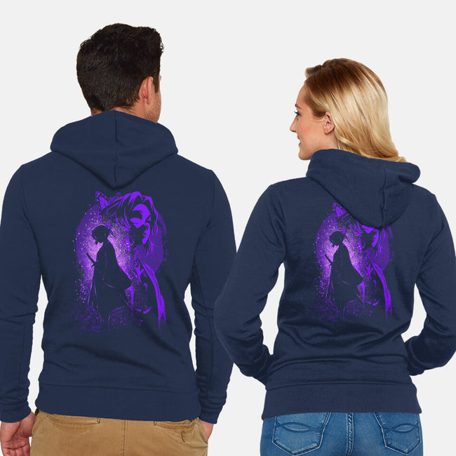 Shinobu Silhouette-Unisex-Zip-Up-Sweatshirt-Badbone Collections