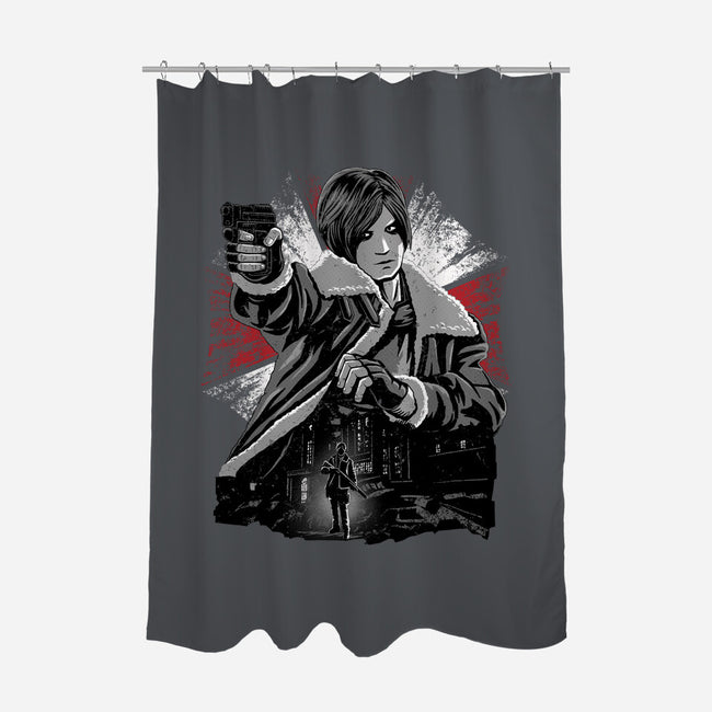 Cop Zombie Hunter-None-Polyester-Shower Curtain-rmatix