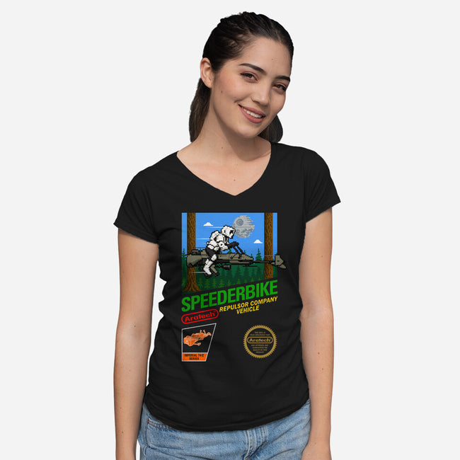 Speederbike-Womens-V-Neck-Tee-Wheels