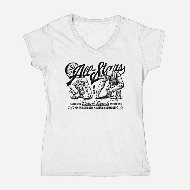 Holochess All-Stars-Womens-V-Neck-Tee-Wheels