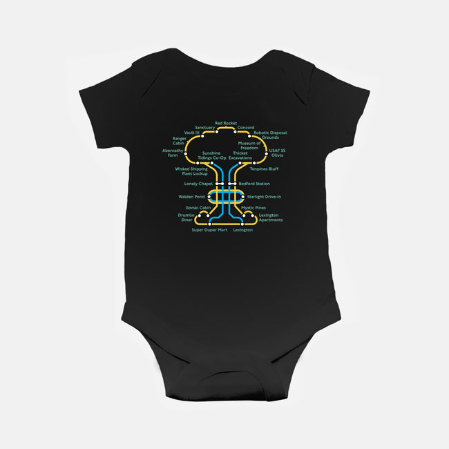 Wasteland Underground Map-Baby-Basic-Onesie-rocketman_art