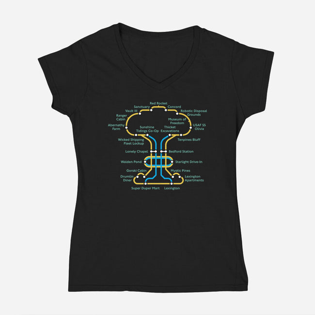 Wasteland Underground Map-Womens-V-Neck-Tee-rocketman_art