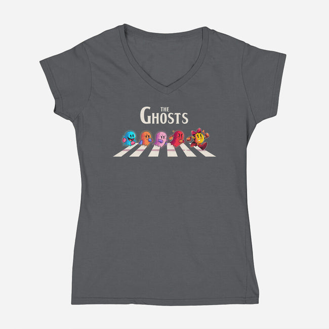 The Ghosts Pac-Womens-V-Neck-Tee-2DFeer