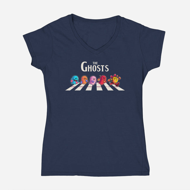 The Ghosts Pac-Womens-V-Neck-Tee-2DFeer