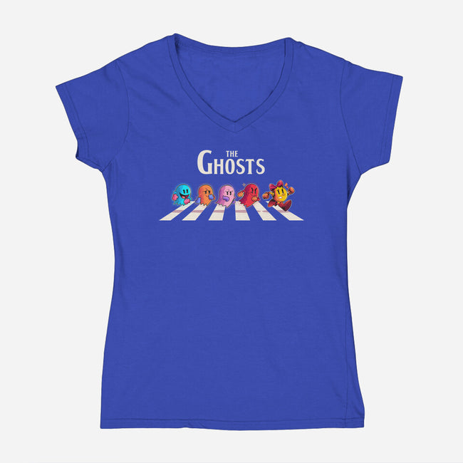The Ghosts Pac-Womens-V-Neck-Tee-2DFeer