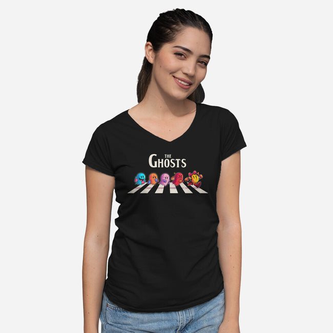 The Ghosts Pac-Womens-V-Neck-Tee-2DFeer
