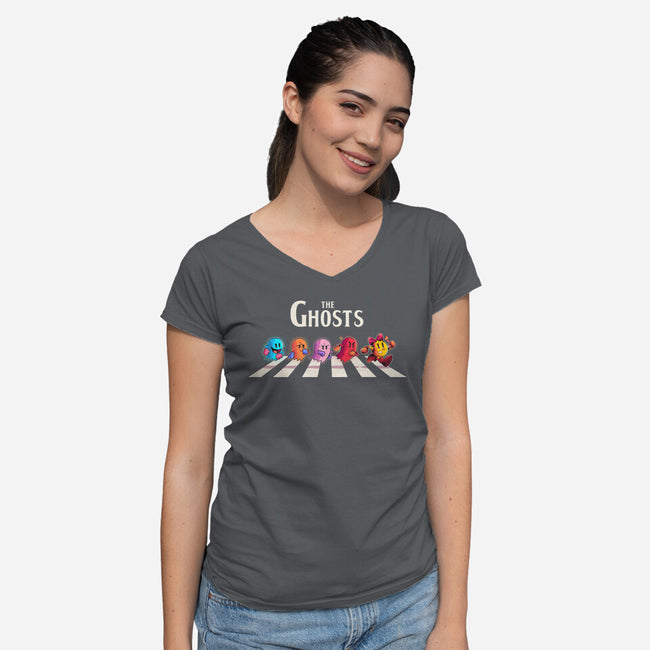 The Ghosts Pac-Womens-V-Neck-Tee-2DFeer