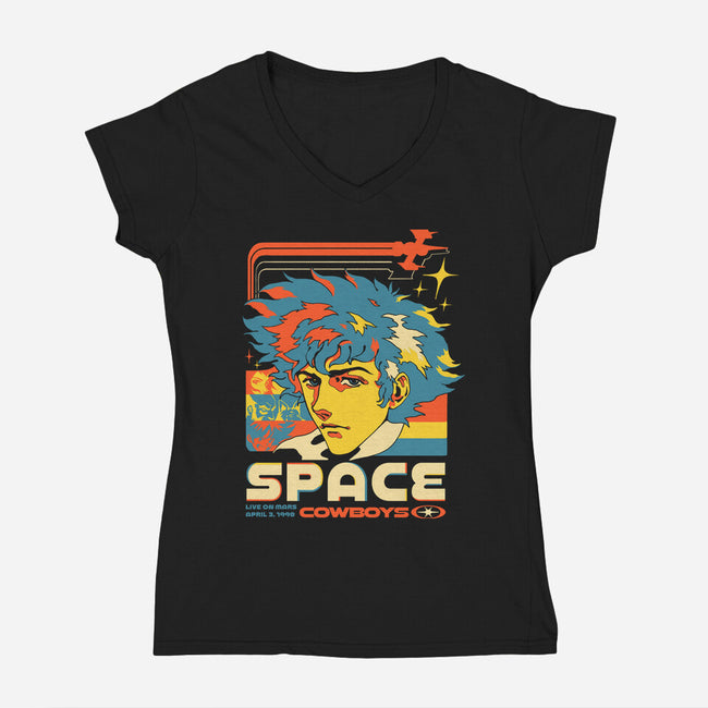 Space Cowboys Live On Mars-Womens-V-Neck-Tee-ilustrata