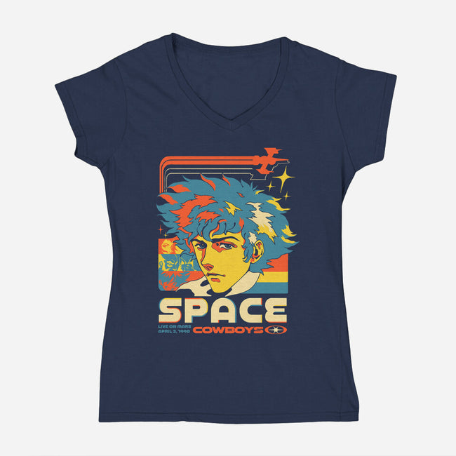 Space Cowboys Live On Mars-Womens-V-Neck-Tee-ilustrata