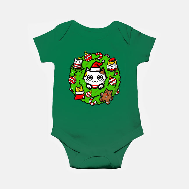 Catmas Holiday Wreath-Baby-Basic-Onesie-bloomgrace28