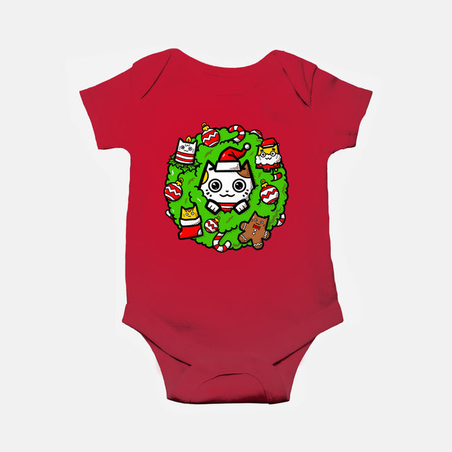Catmas Holiday Wreath-Baby-Basic-Onesie-bloomgrace28