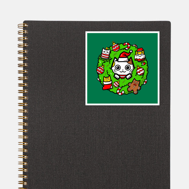 Catmas Holiday Wreath-None-Glossy-Sticker-bloomgrace28