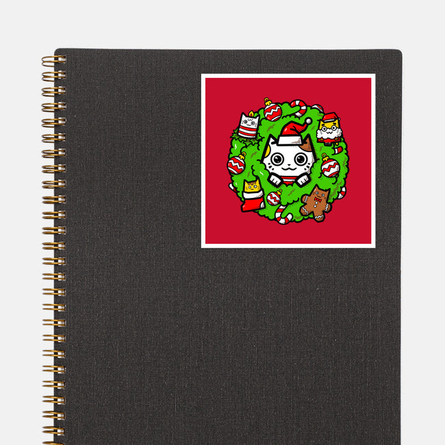 Catmas Holiday Wreath-None-Glossy-Sticker-bloomgrace28