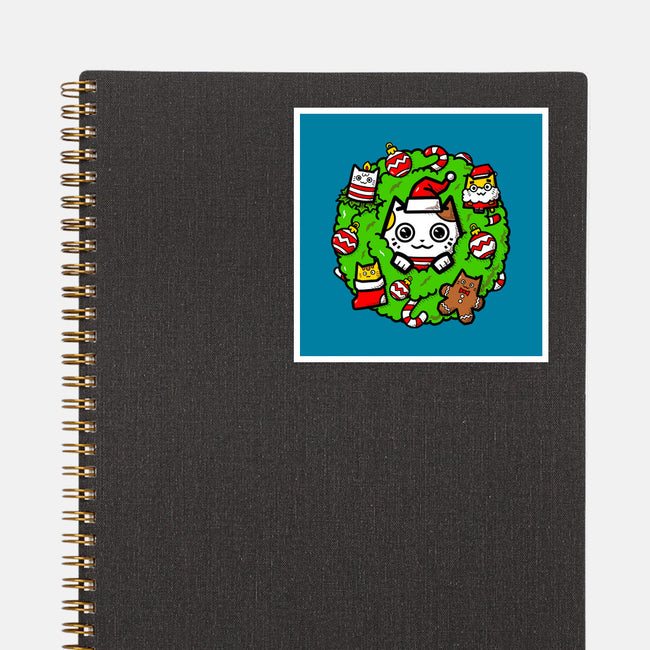 Catmas Holiday Wreath-None-Glossy-Sticker-bloomgrace28