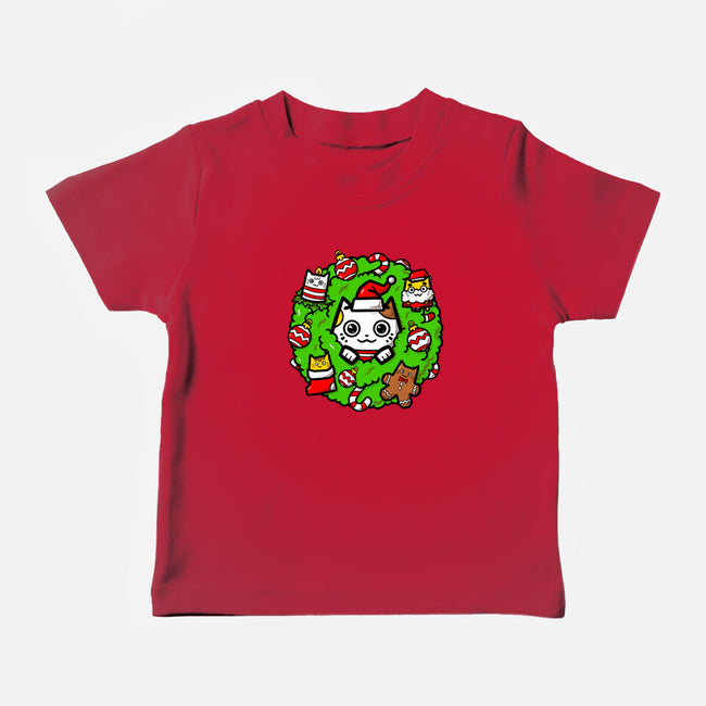 Catmas Holiday Wreath-Baby-Basic-Tee-bloomgrace28