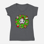 Catmas Holiday Wreath-Womens-V-Neck-Tee-bloomgrace28