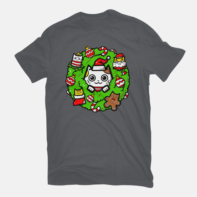 Catmas Holiday Wreath-Mens-Basic-Tee-bloomgrace28
