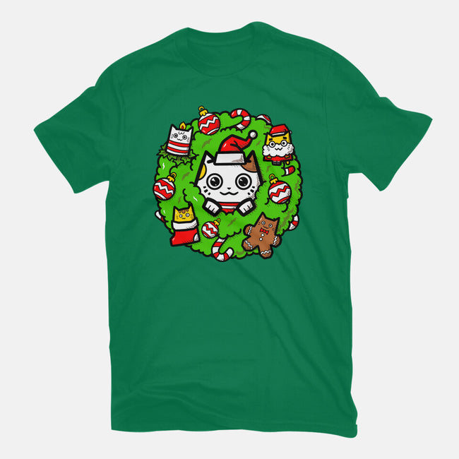 Catmas Holiday Wreath-Unisex-Basic-Tee-bloomgrace28