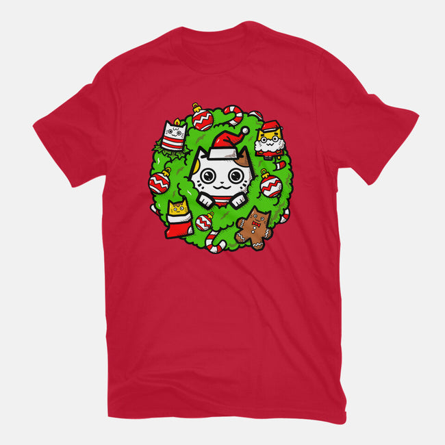 Catmas Holiday Wreath-Mens-Basic-Tee-bloomgrace28