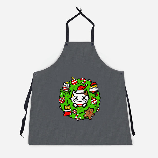 Catmas Holiday Wreath-Unisex-Kitchen-Apron-bloomgrace28
