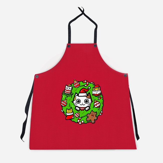 Catmas Holiday Wreath-Unisex-Kitchen-Apron-bloomgrace28