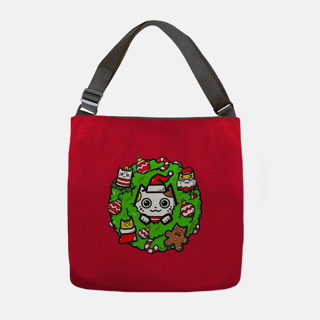 Catmas Holiday Wreath-None-Adjustable Tote-Bag-bloomgrace28