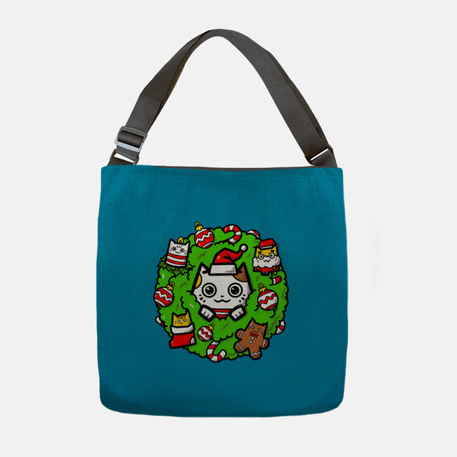 Catmas Holiday Wreath-None-Adjustable Tote-Bag-bloomgrace28