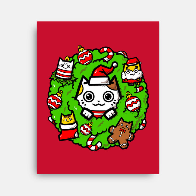 Catmas Holiday Wreath-None-Stretched-Canvas-bloomgrace28