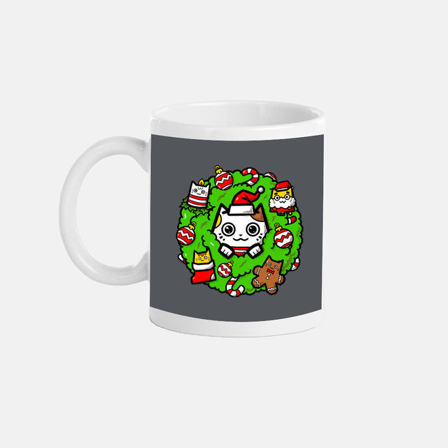 Catmas Holiday Wreath-None-Mug-Drinkware-bloomgrace28