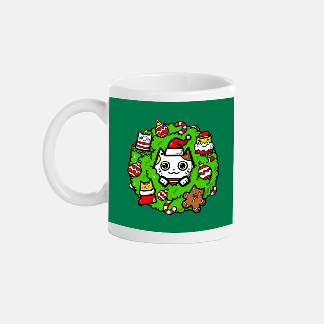 Catmas Holiday Wreath-None-Mug-Drinkware-bloomgrace28
