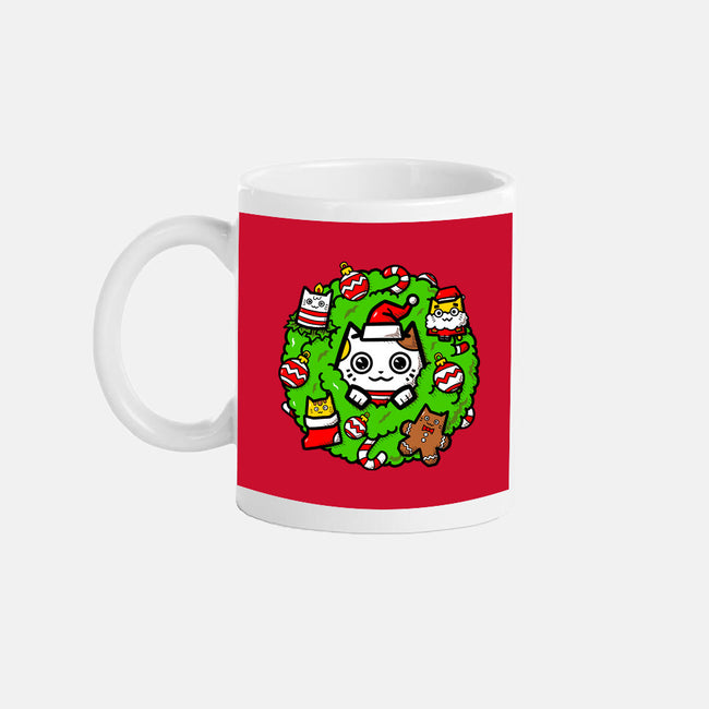 Catmas Holiday Wreath-None-Mug-Drinkware-bloomgrace28