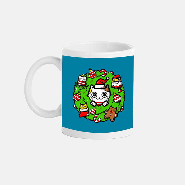 Catmas Holiday Wreath-None-Mug-Drinkware-bloomgrace28
