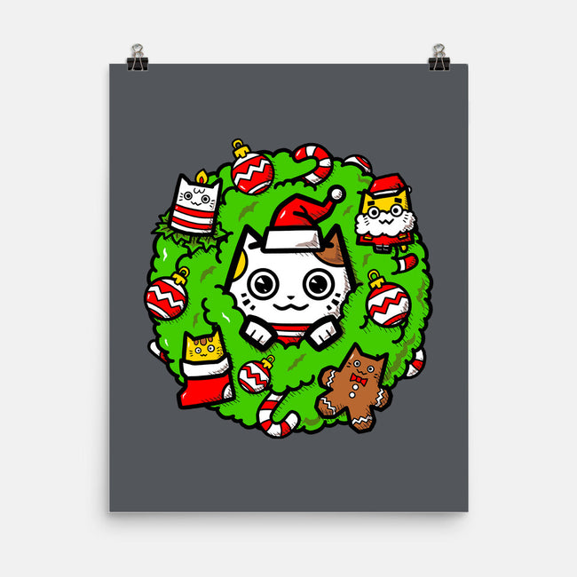 Catmas Holiday Wreath-None-Matte-Poster-bloomgrace28