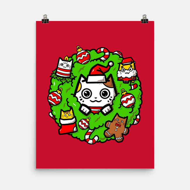 Catmas Holiday Wreath-None-Matte-Poster-bloomgrace28