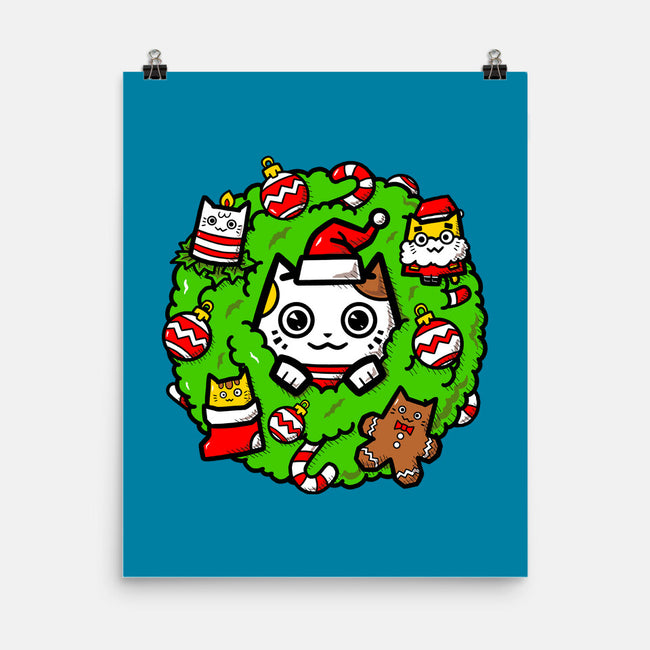 Catmas Holiday Wreath-None-Matte-Poster-bloomgrace28