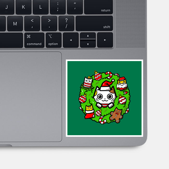 Catmas Holiday Wreath-None-Glossy-Sticker-bloomgrace28
