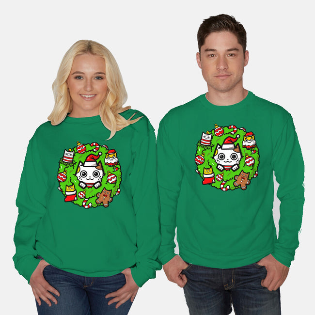 Catmas Holiday Wreath-Unisex-Crew Neck-Sweatshirt-bloomgrace28