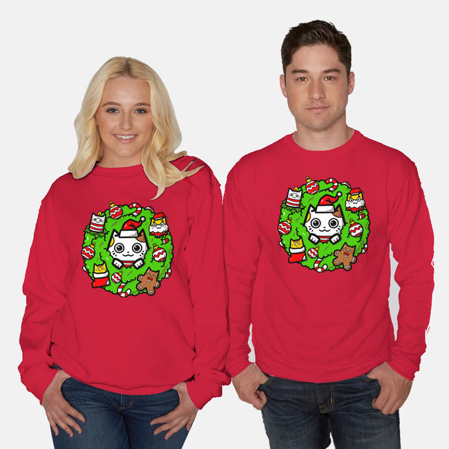Catmas Holiday Wreath-Unisex-Crew Neck-Sweatshirt-bloomgrace28